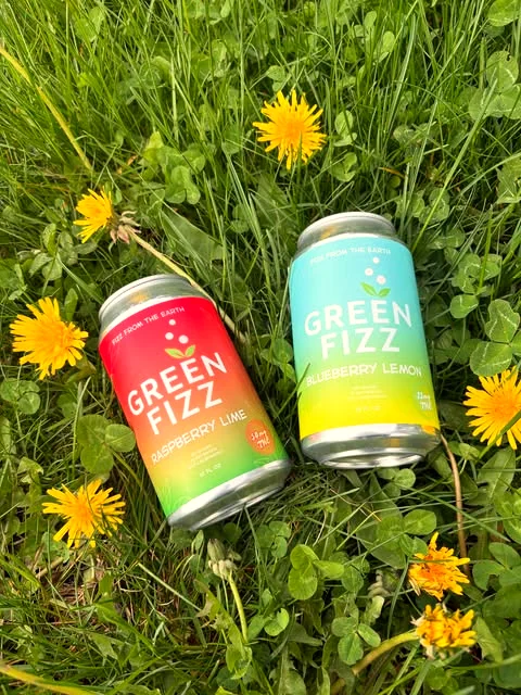 Green Fizz infused drinks in the dandelions